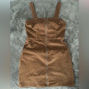 Hollister Brown Corduroy Dress Zip Front NWOT size S